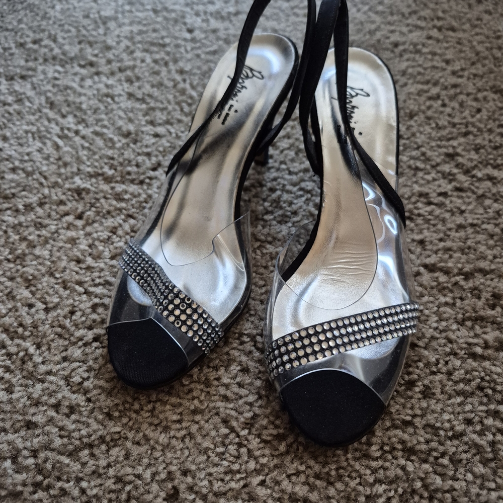 Black and Clear Silver Heels